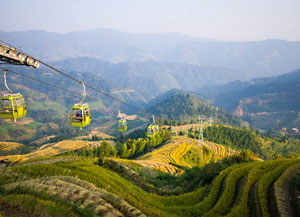 Cable cars in Jinkeng Village 