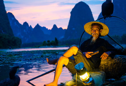 Fisherman on Li River in Guilin